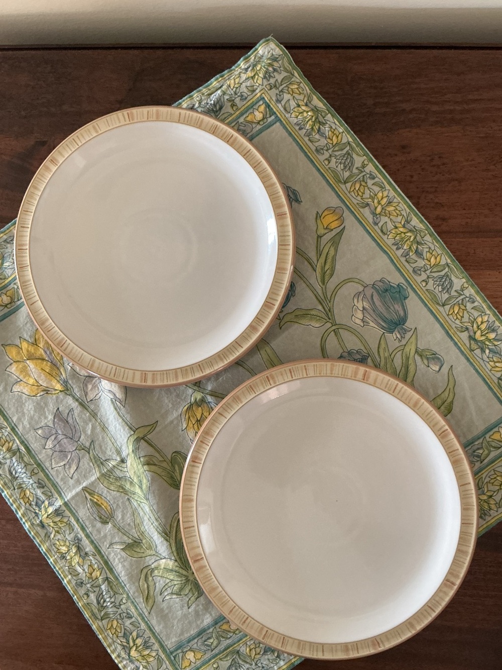Denby England Caramel Stripes Dinner Plates Set of 2